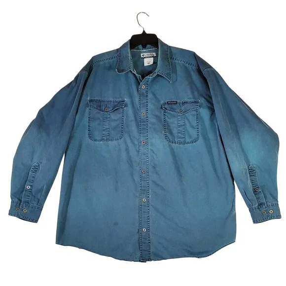 Columbia Sportswear Company Men's Long Sleeve Denim Cotton Size XXL Blue - Picture 2 of 7